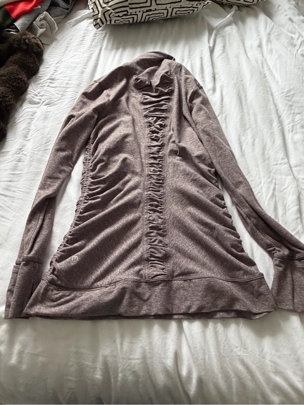 lululemon athletica Heathered Mauve Long Sleeve Ruched Back Top
